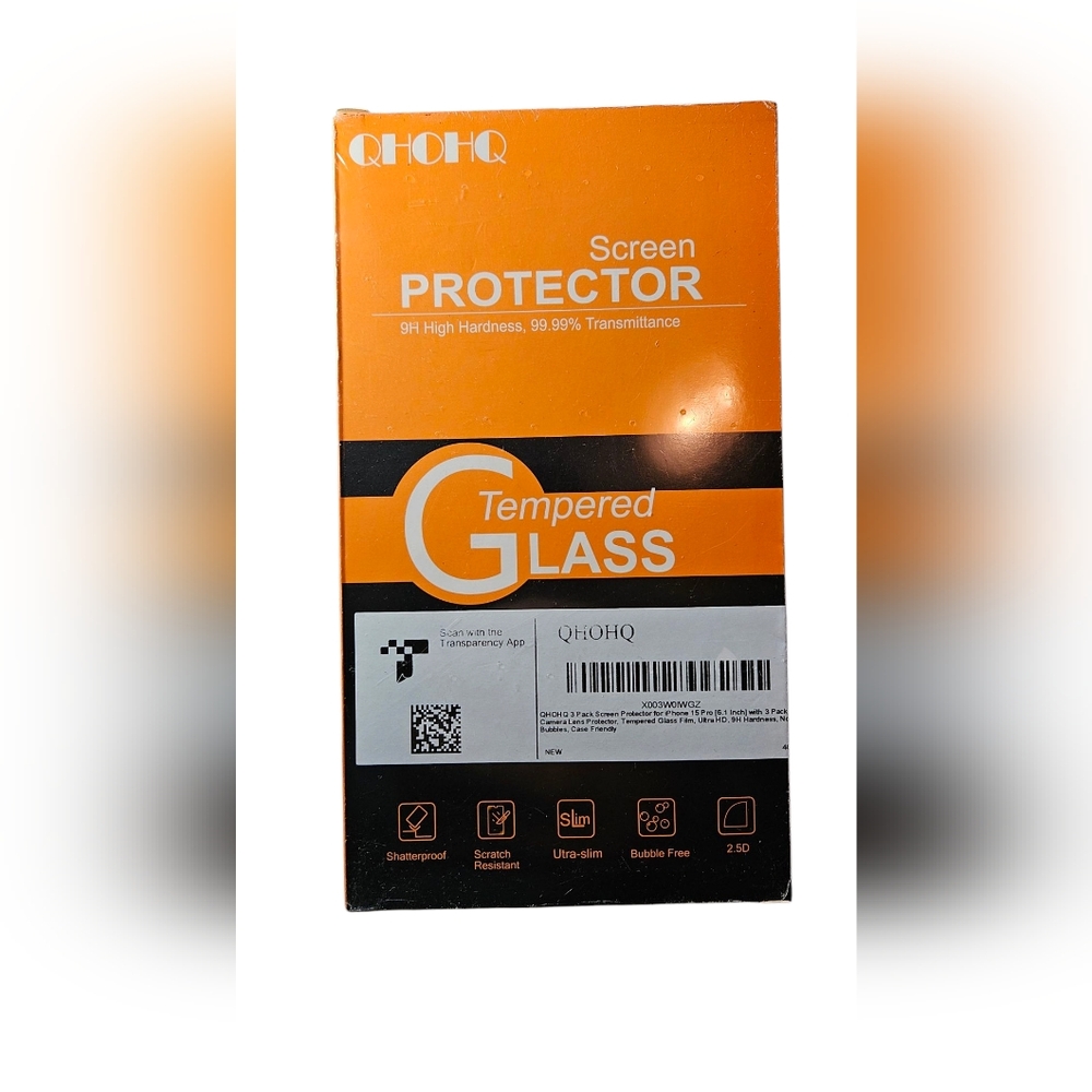 NWT - QHOHQ Tempered Glass Screen Protector For iPhone 15 Pro